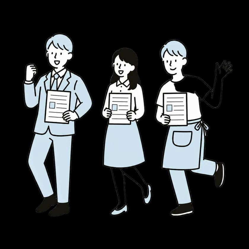 就活・転職・アルバイトの応募者が履歴書を持っているイラスト